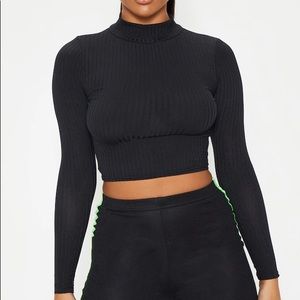 Black High Neck Long Sleeve Top